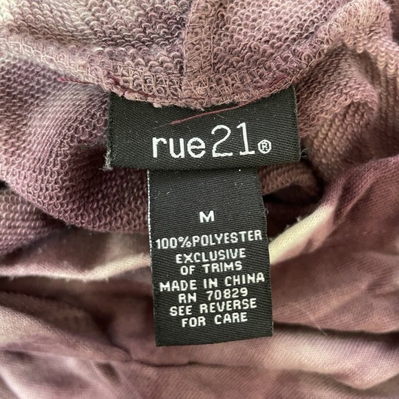 Rue 21 Cropped Tie Dye Jodie Hooded Sweatshirt Purple White Medium - Picture 12 of 13